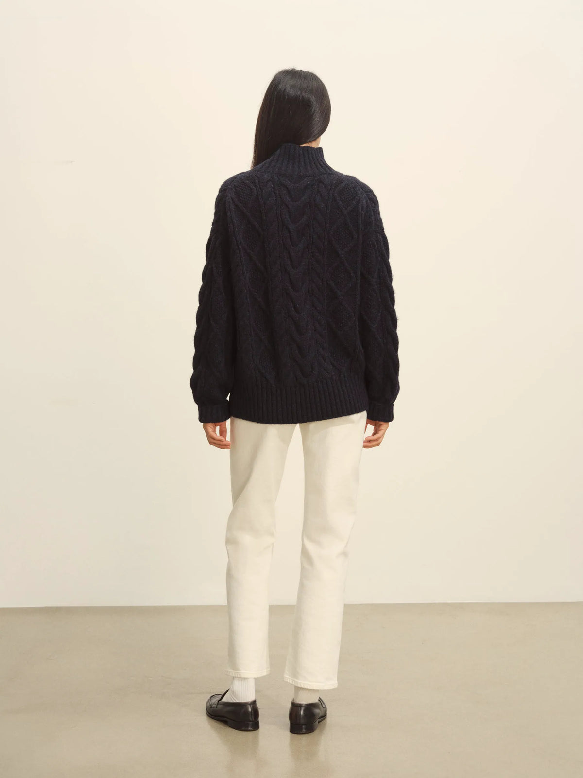 Dark Navy Highland Alpaca Cable Turtleneck