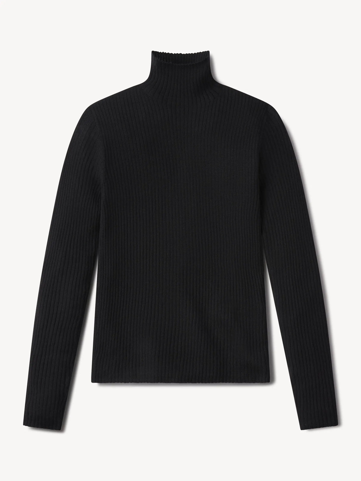 Black Featherweight Silk Cashmere Turtleneck