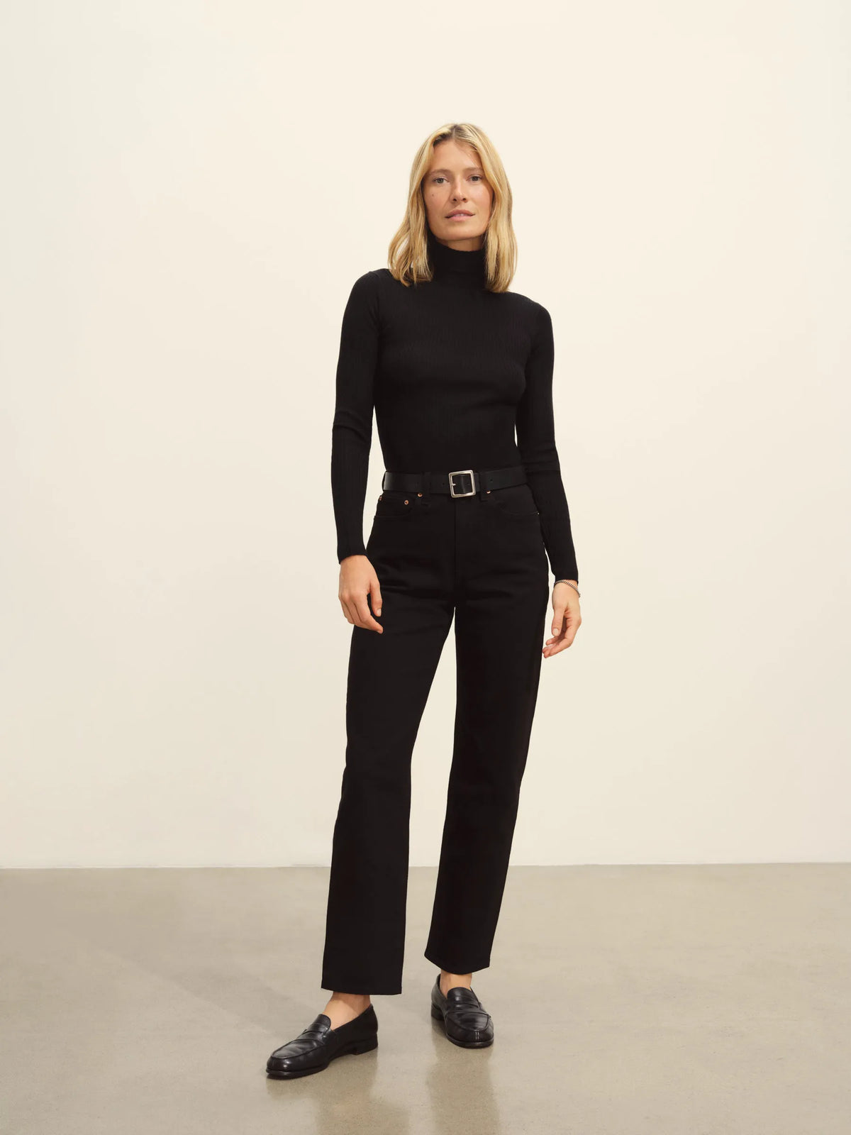 Black Featherweight Silk Cashmere Turtleneck