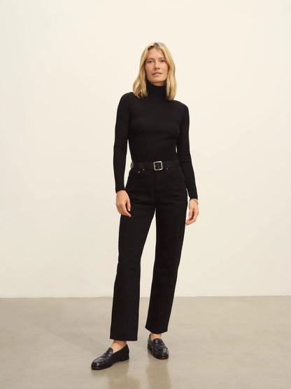 Black Featherweight Silk Cashmere Turtleneck