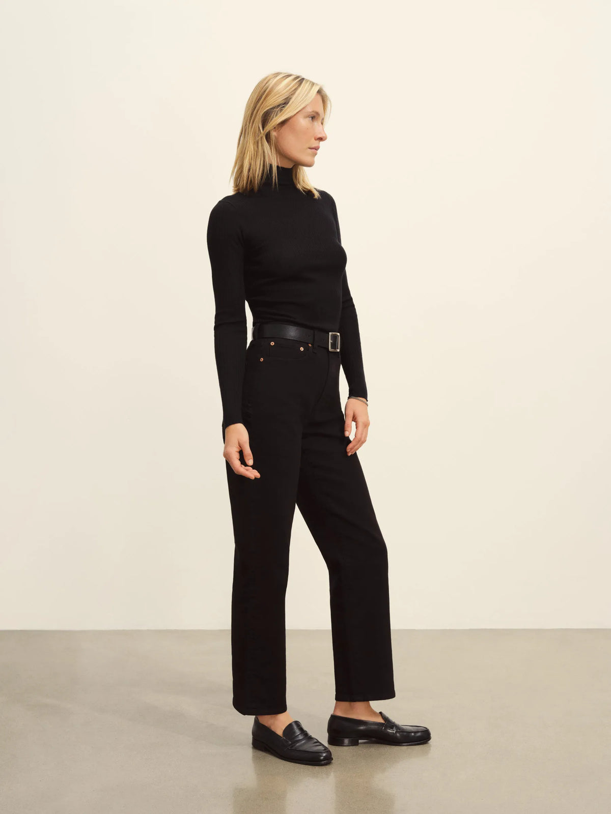 Black Featherweight Silk Cashmere Turtleneck