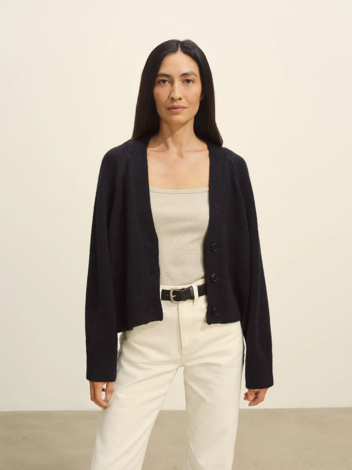 Dark Navy Highland Alpaca Boxy Cardigan