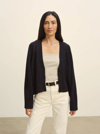 Dark Navy Highland Alpaca Boxy Cardigan