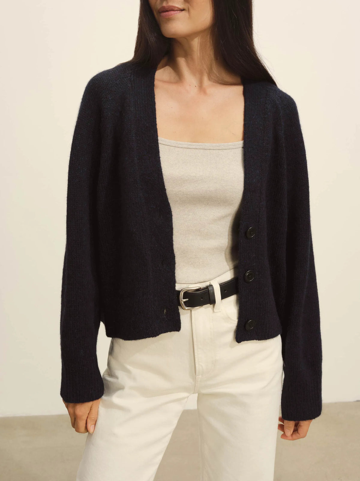 Dark Navy Highland Alpaca Boxy Cardigan