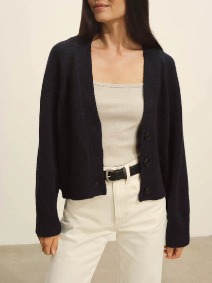 Dark Navy Highland Alpaca Boxy Cardigan