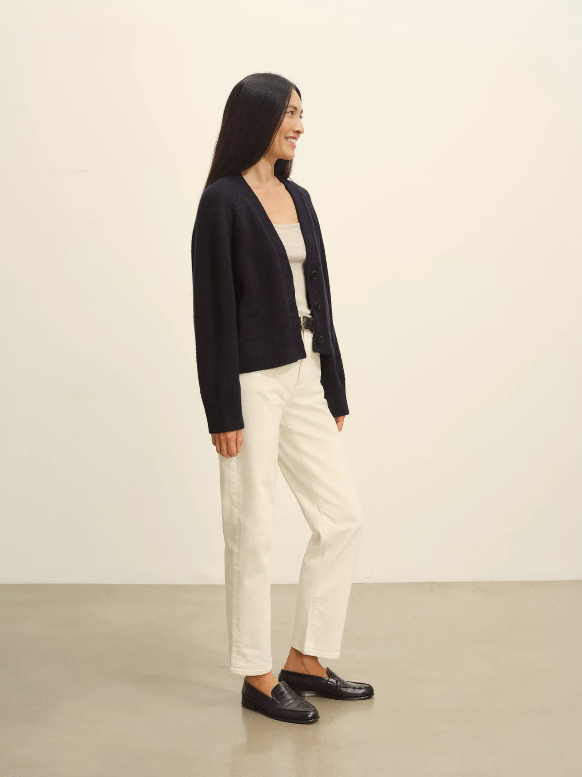 Dark Navy Highland Alpaca Boxy Cardigan