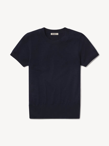 Dark Navy Featherweight Silk Cashmere Tee