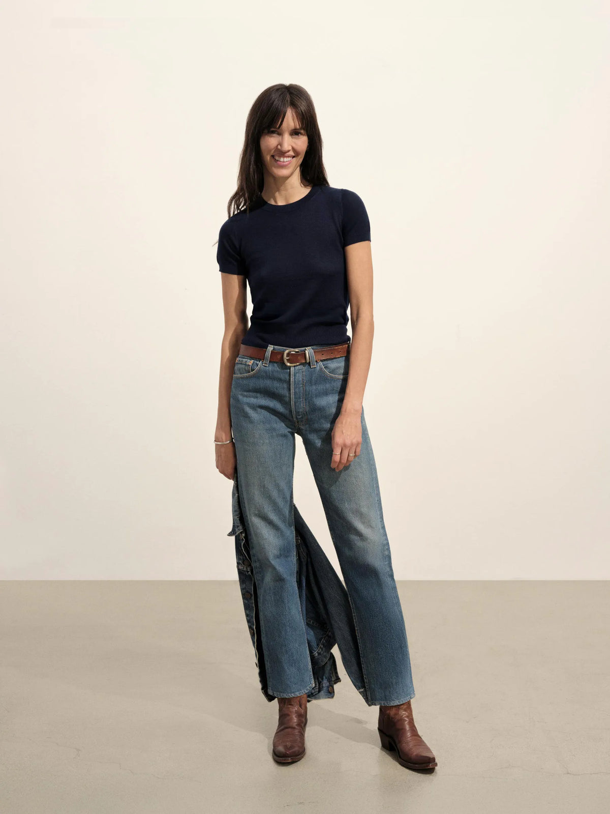 Dark Navy Featherweight Silk Cashmere Tee