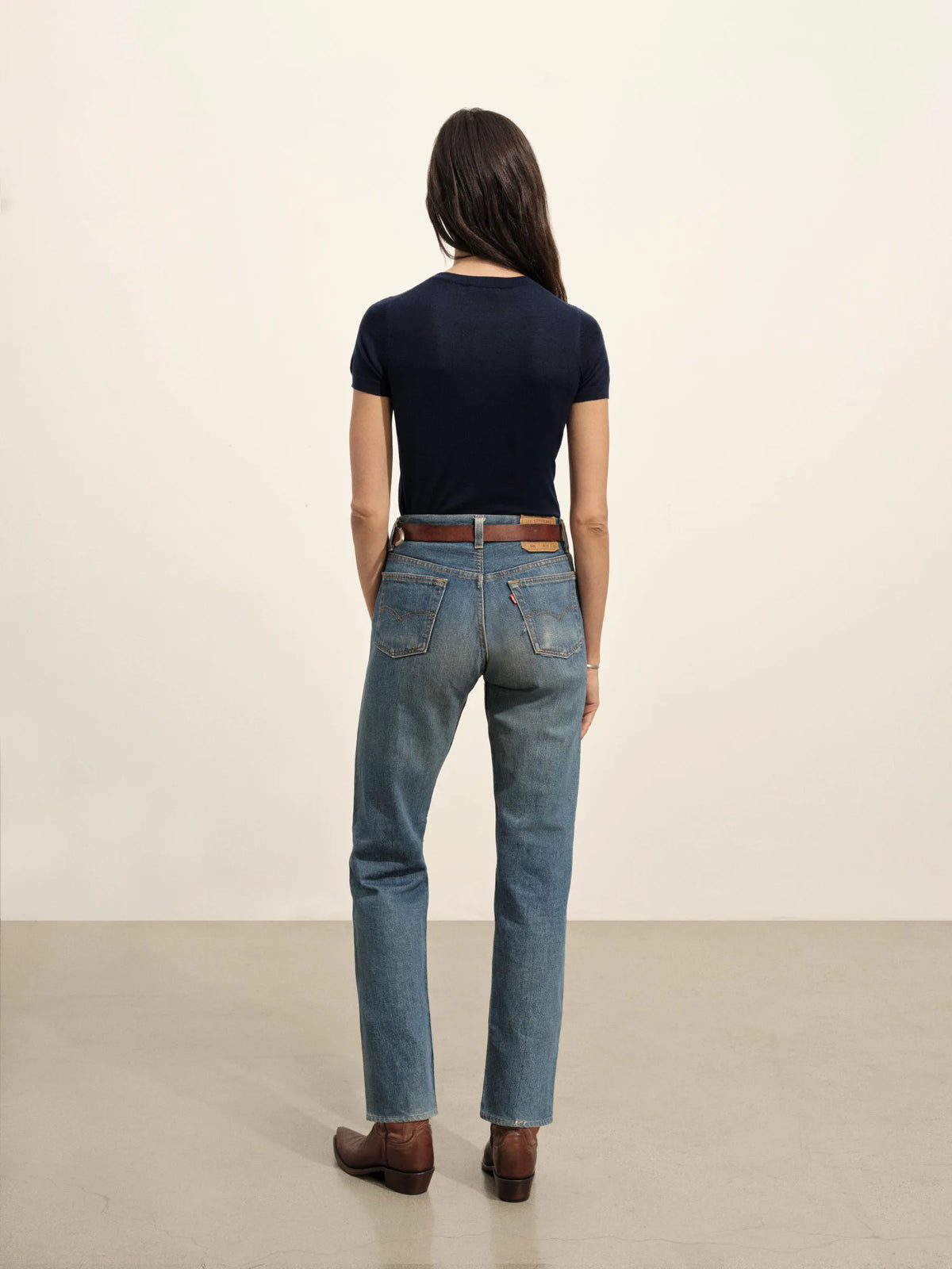 Dark Navy Featherweight Silk Cashmere Tee