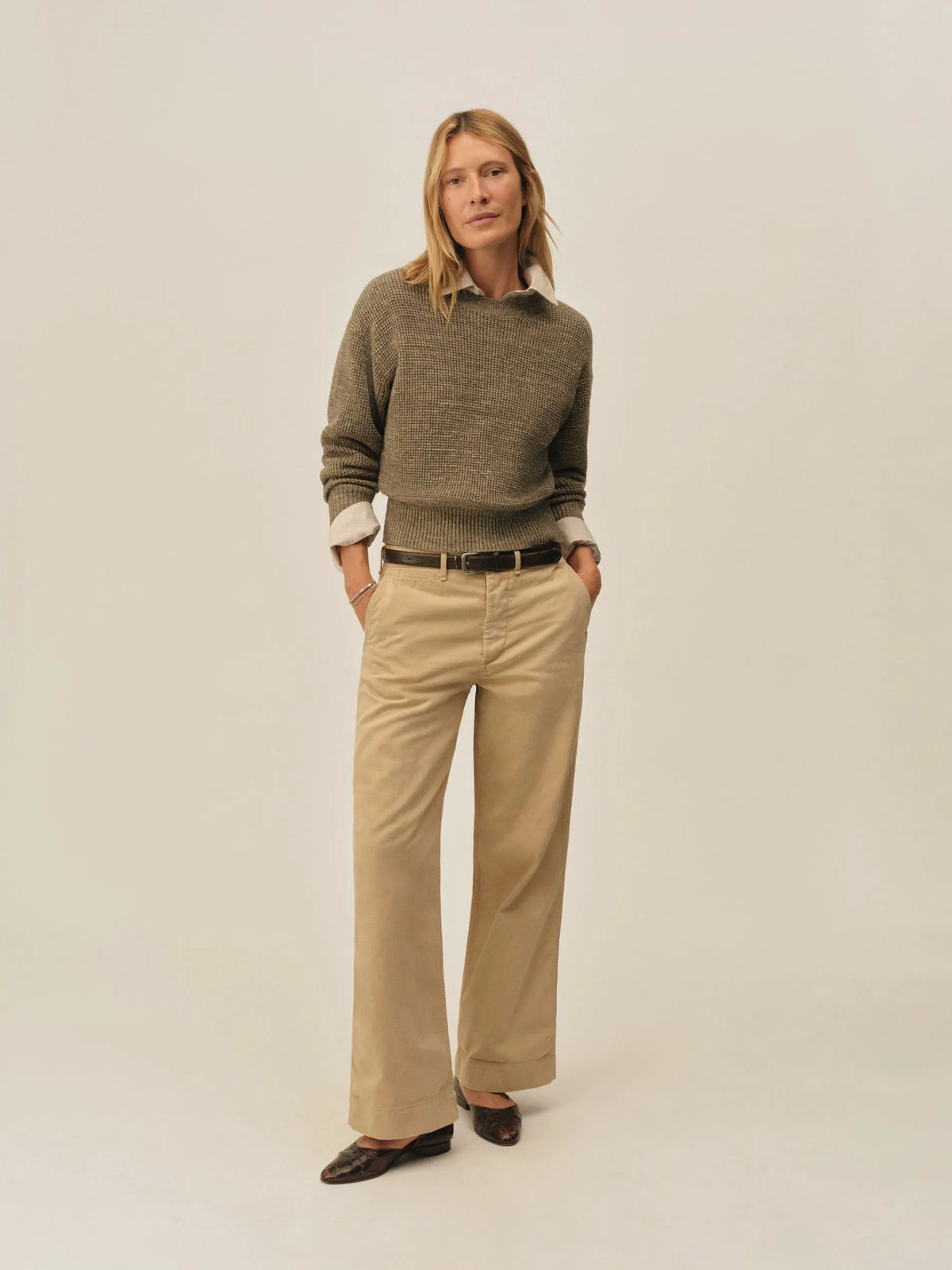 Marled Gypsum Seafarer Cotton Shrunken Crew