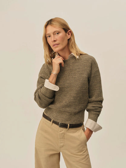 Marled Gypsum Seafarer Cotton Shrunken Crew