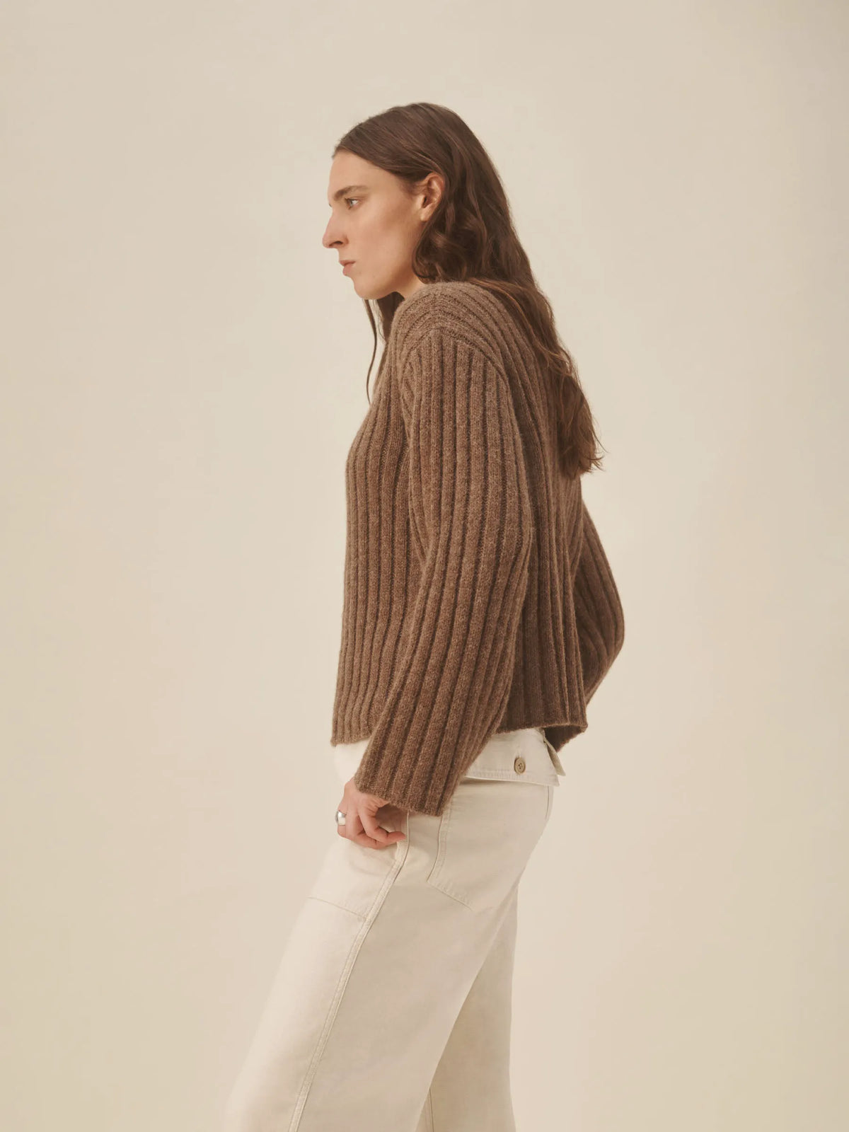 Marled Chestnut Highland Alpaca Bolded Rib Turtleneck