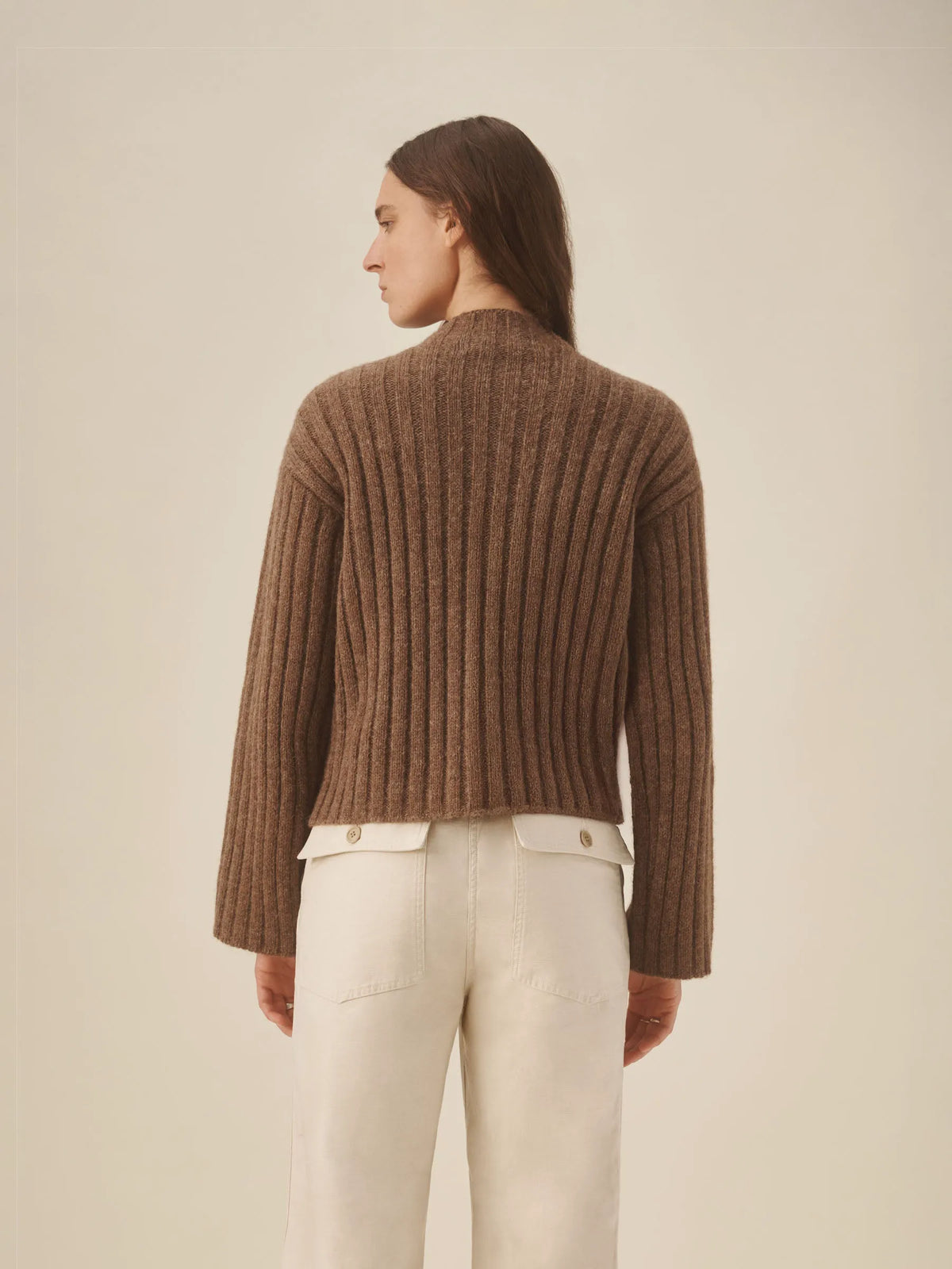 Marled Chestnut Highland Alpaca Bolded Rib Turtleneck