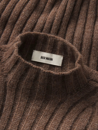Marled Chestnut Highland Alpaca Bolded Rib Turtleneck