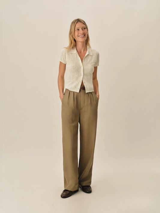 Soft White Coastal Linen Pointelle Polo