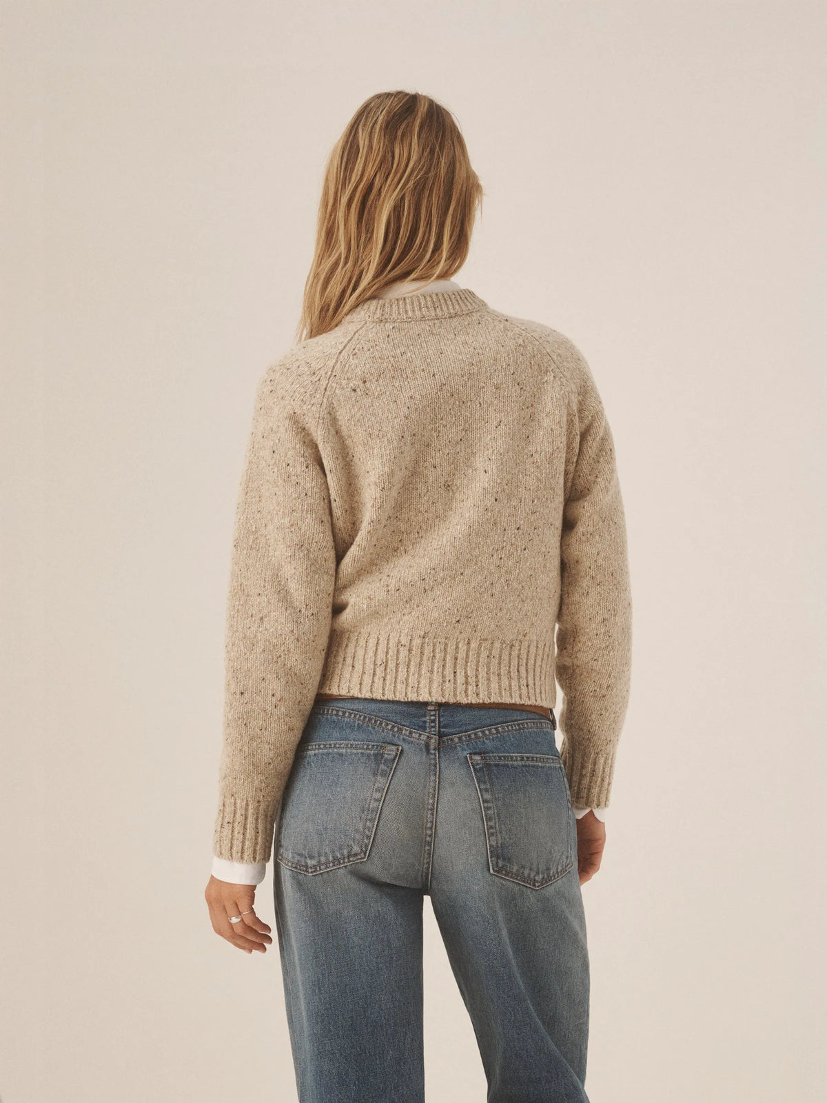 Heather Flax Seastack Wool Tweed Crewneck