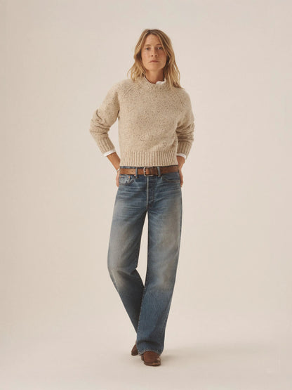 Heather Flax Seastack Wool Tweed Crewneck