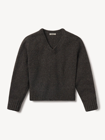 Cobblestone Seastack Wool Tweed V-Neck
