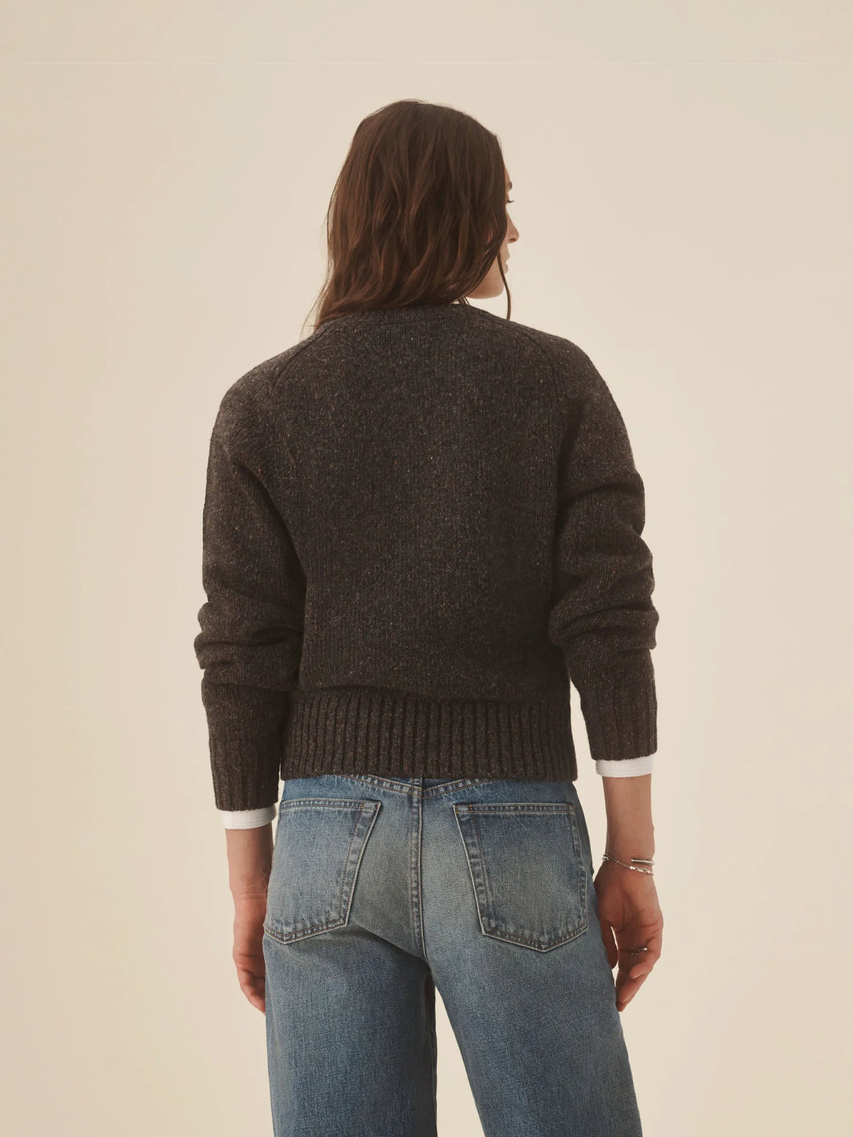 Cobblestone Seastack Wool Tweed V-Neck