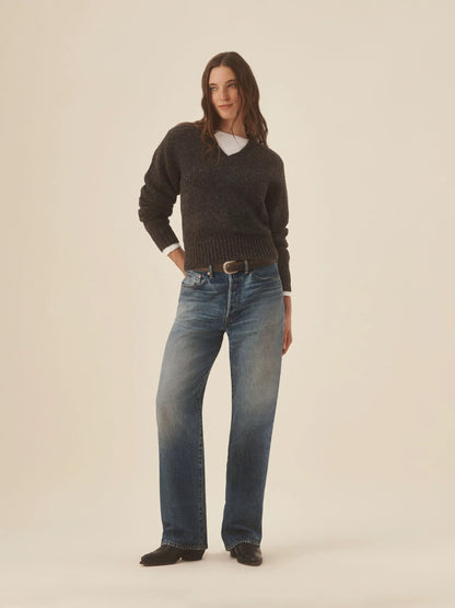 Cobblestone Seastack Wool Tweed V-Neck