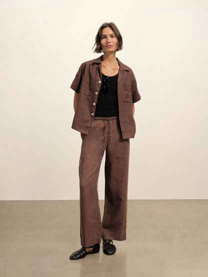 Bonfire Crosshatch Linen Camp Shirt