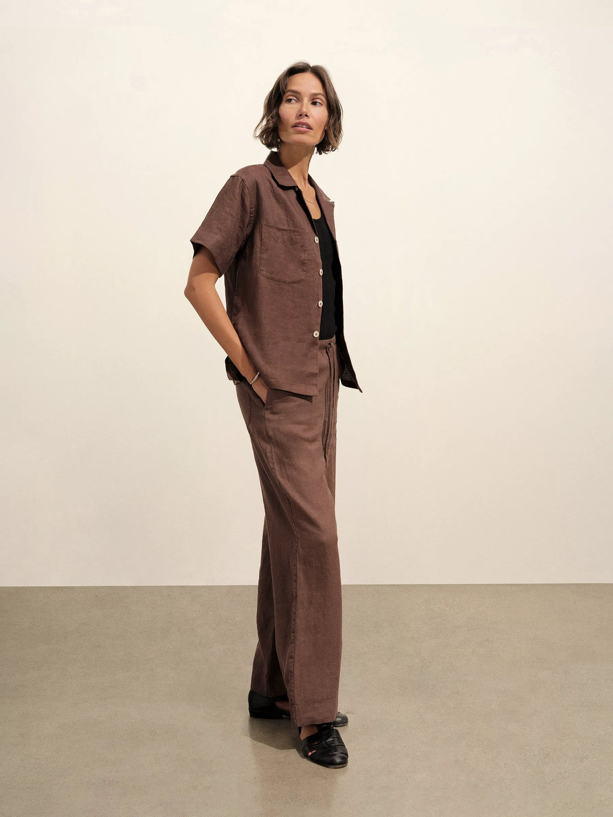 Bonfire Crosshatch Linen Easy Pant