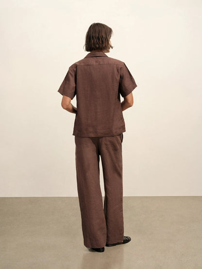 Bonfire Crosshatch Linen Camp Shirt