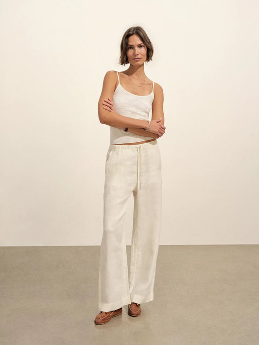 Sea Shell Crosshatch Linen Easy Pant
