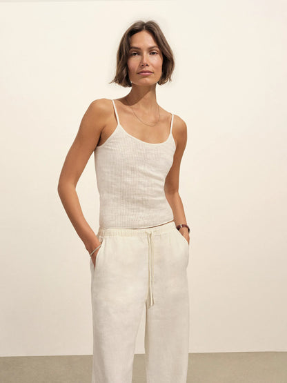 Sea Shell Crosshatch Linen Easy Pant
