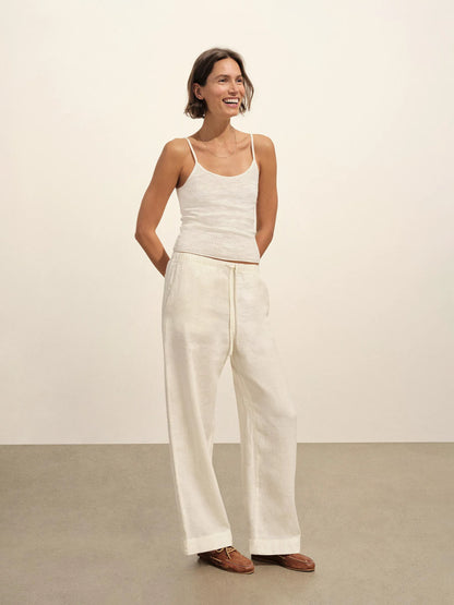 Sea Shell Crosshatch Linen Easy Pant