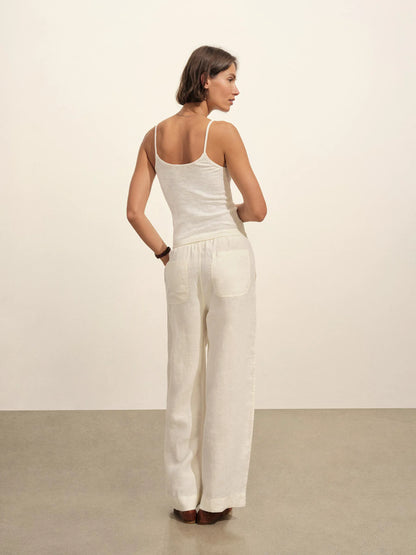 Sea Shell Crosshatch Linen Easy Pant