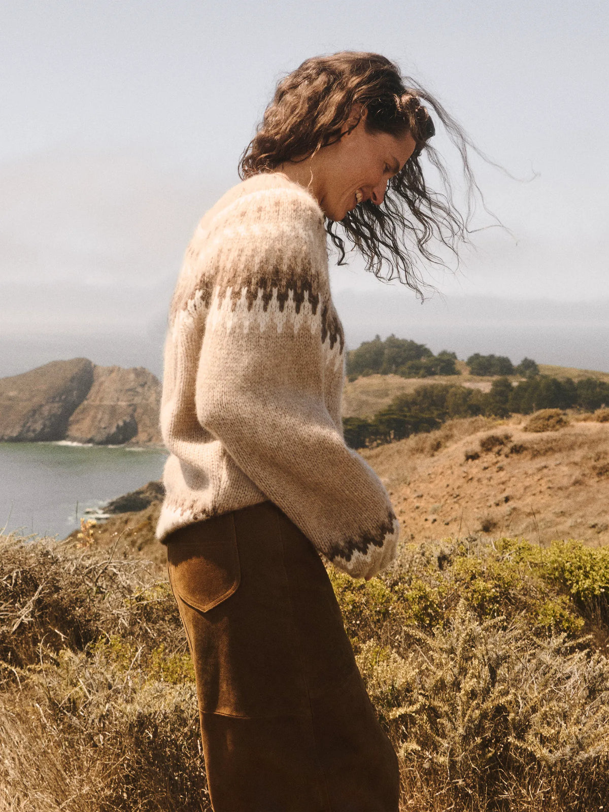 Heather Oat / Chocolate Fireside Fairisle Sweater