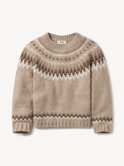 Heather Oat / Chocolate Fireside Fairisle Sweater