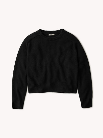 Black California Cashmere Classic Crew