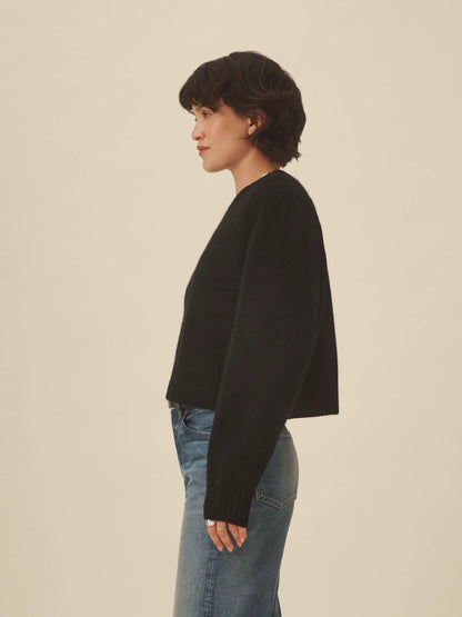 Black California Cashmere Classic Crew