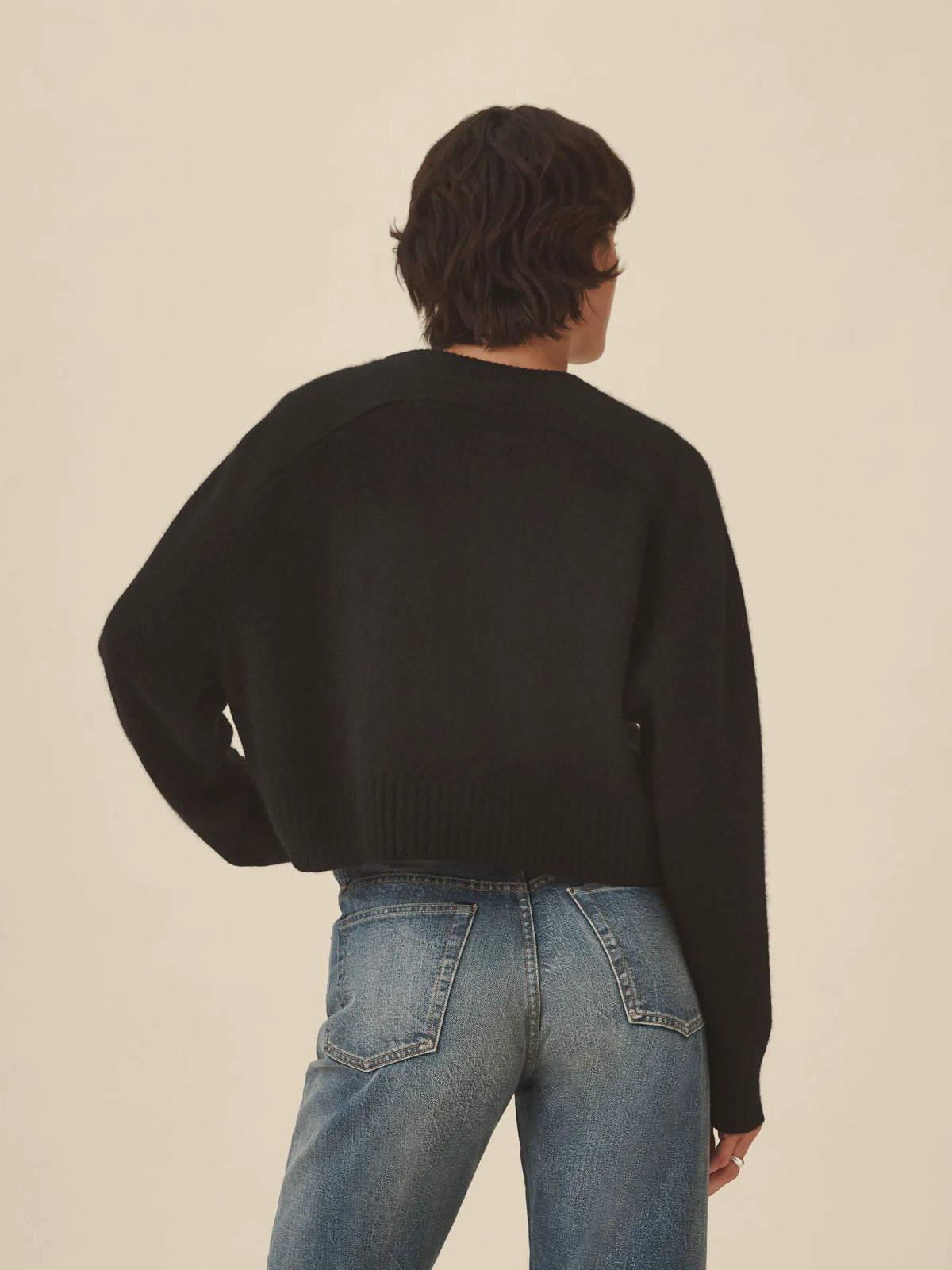 Black California Cashmere Classic Crew