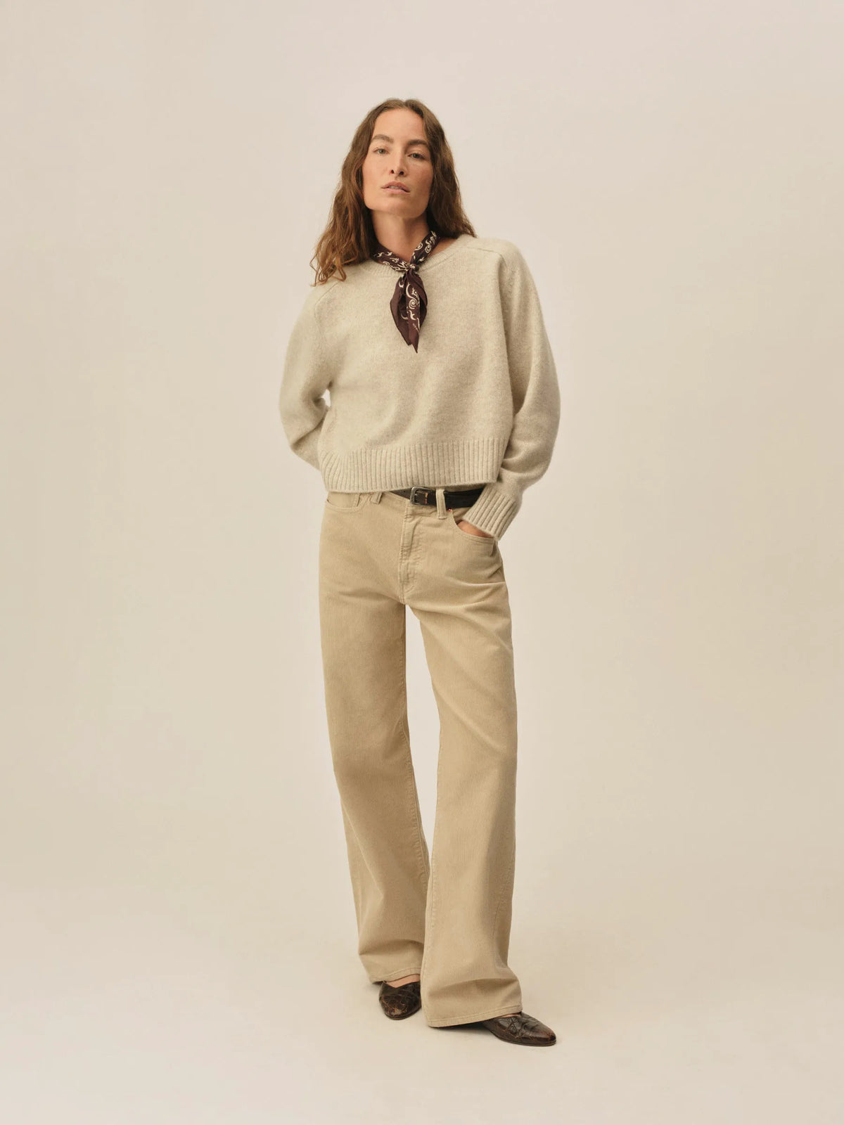 Heather Oat California Cashmere Classic Crew