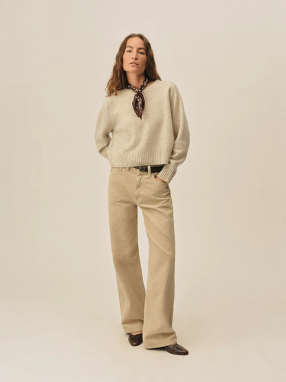 Heather Oat California Cashmere Classic Crew