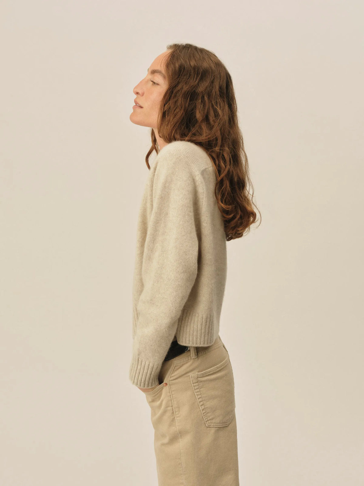 Heather Oat California Cashmere Classic Crew