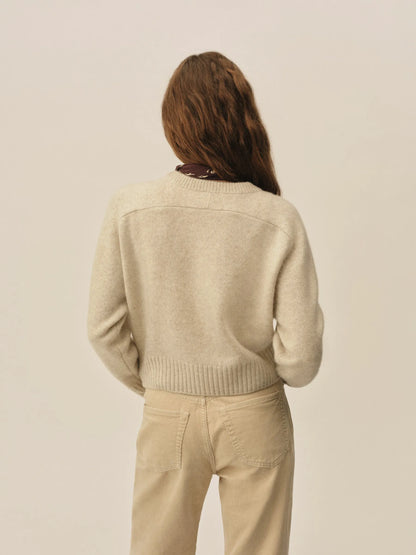 Heather Oat California Cashmere Classic Crew