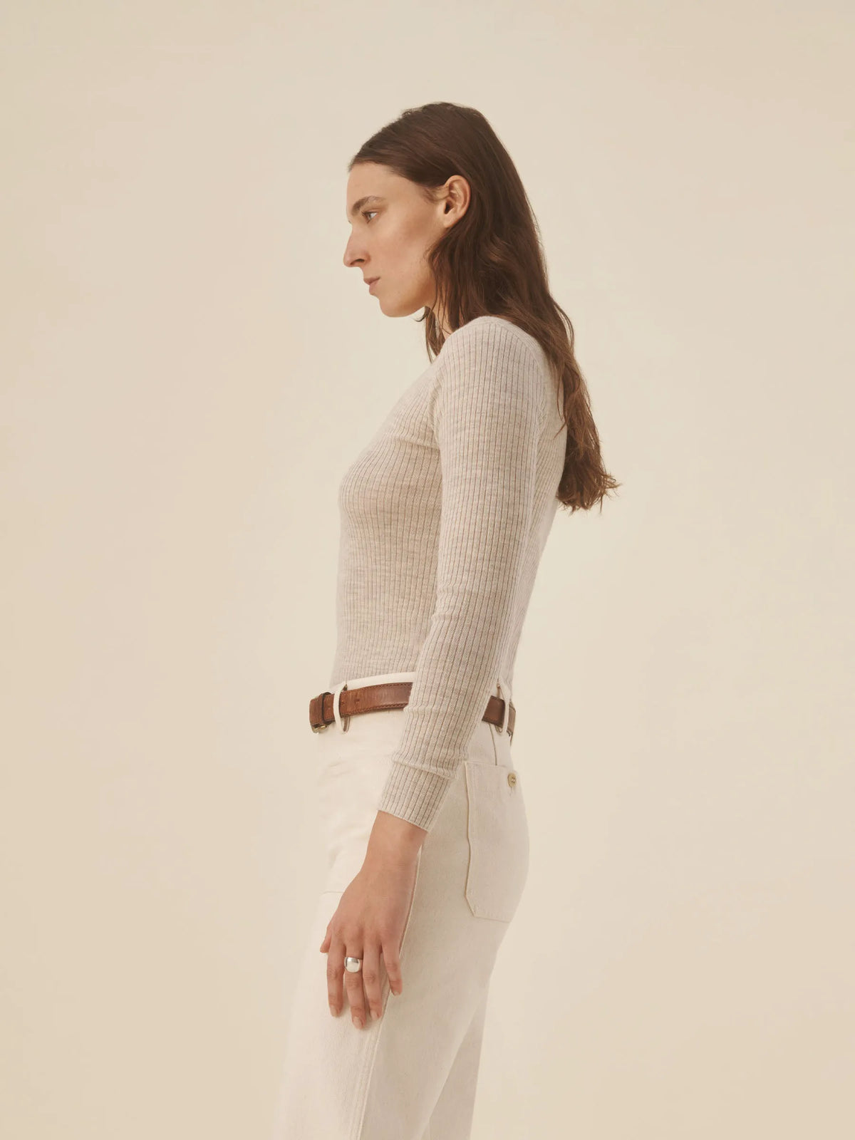 Heather Oat Featherweight Silk Cashmere Scoop Henley