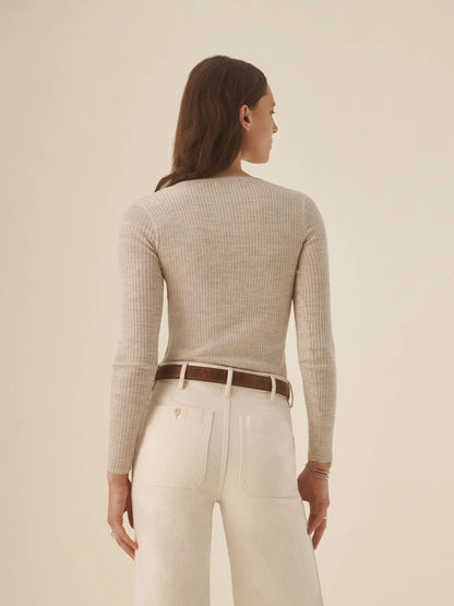 Heather Oat Featherweight Silk Cashmere Scoop Henley
