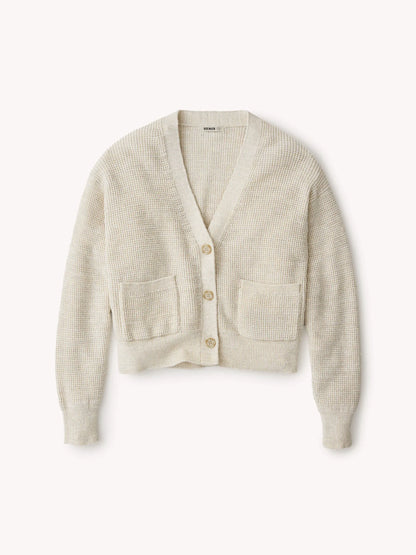 Marled Glacier Seafarer Cotton Cropped Cardigan