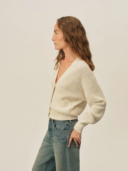 Marled Glacier Seafarer Cotton Cropped Cardigan