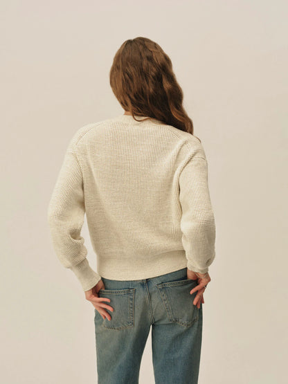 Marled Glacier Seafarer Cotton Cropped Cardigan