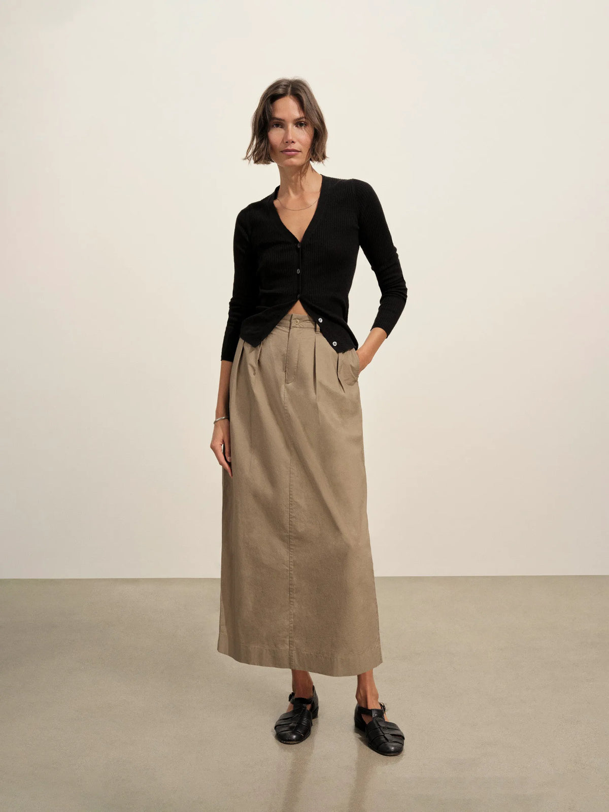 Mushroom Paperweight Poplin Pleated Skirt