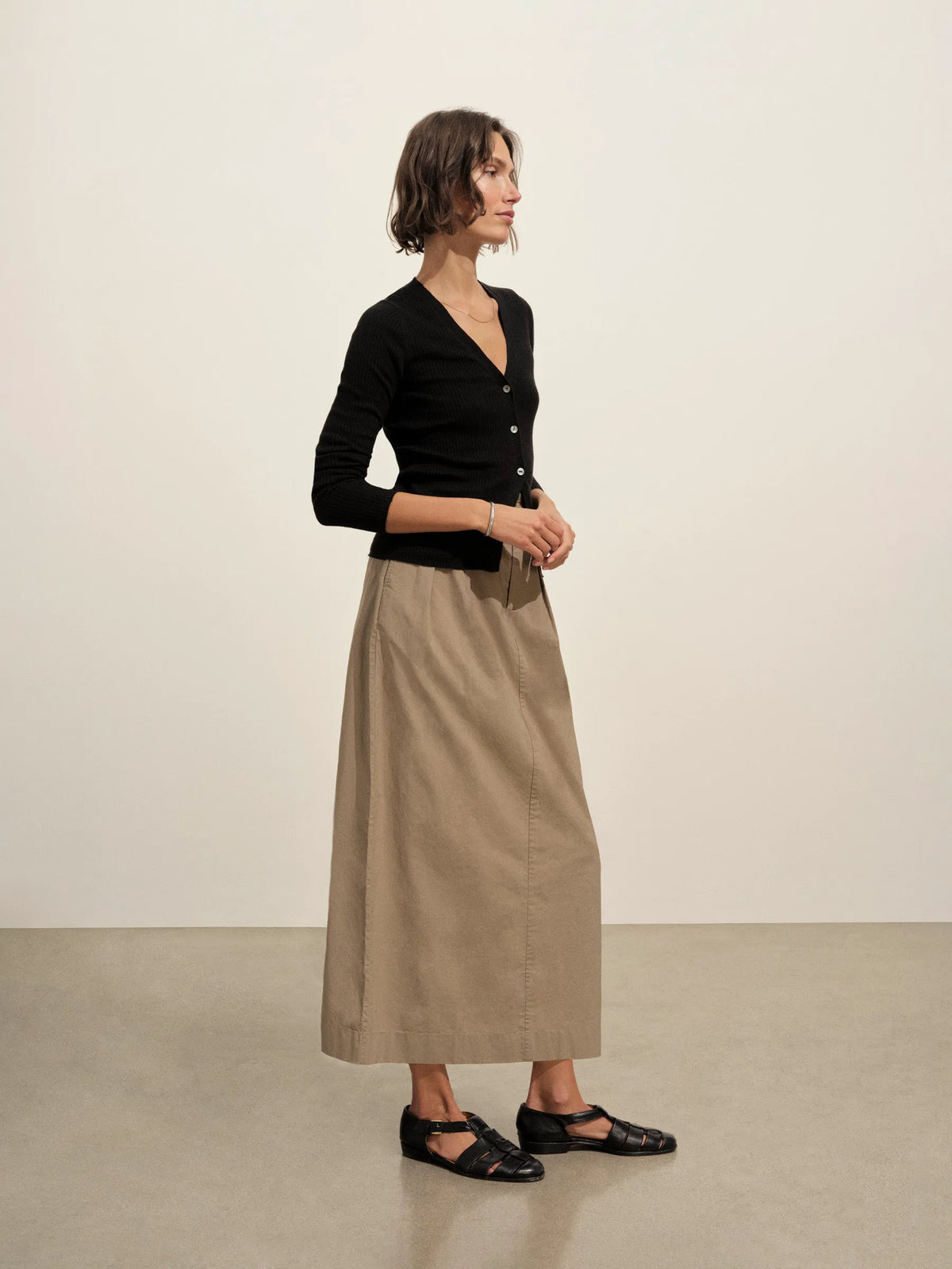 Mushroom Paperweight Poplin Pleated Skirt
