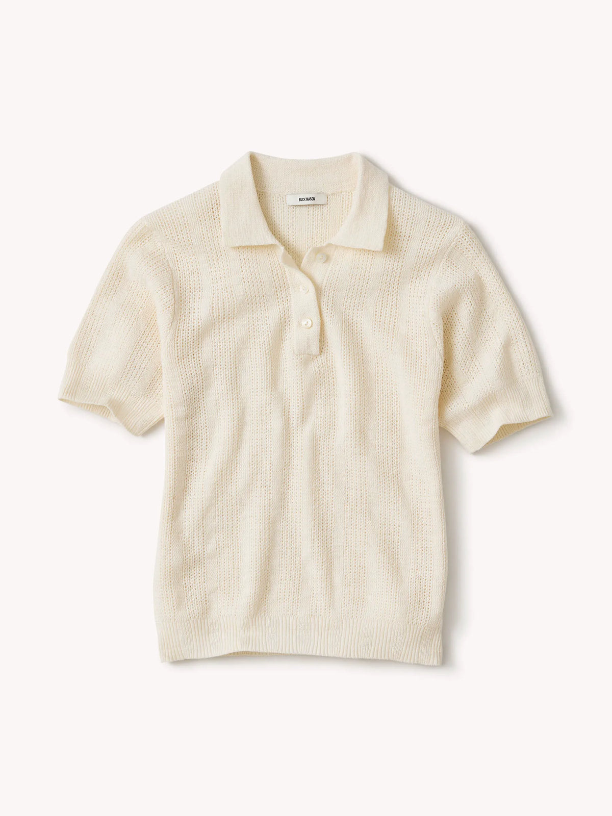 Soft White Seacoast Linen Jacquard Polo