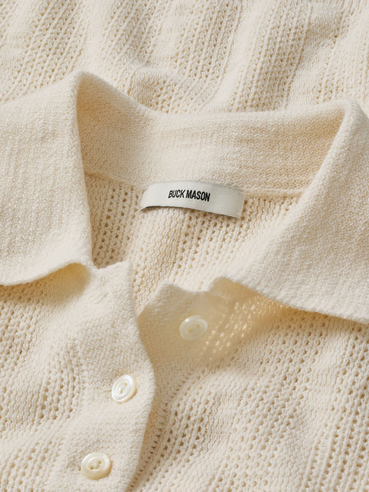 Soft White Seacoast Linen Jacquard Polo