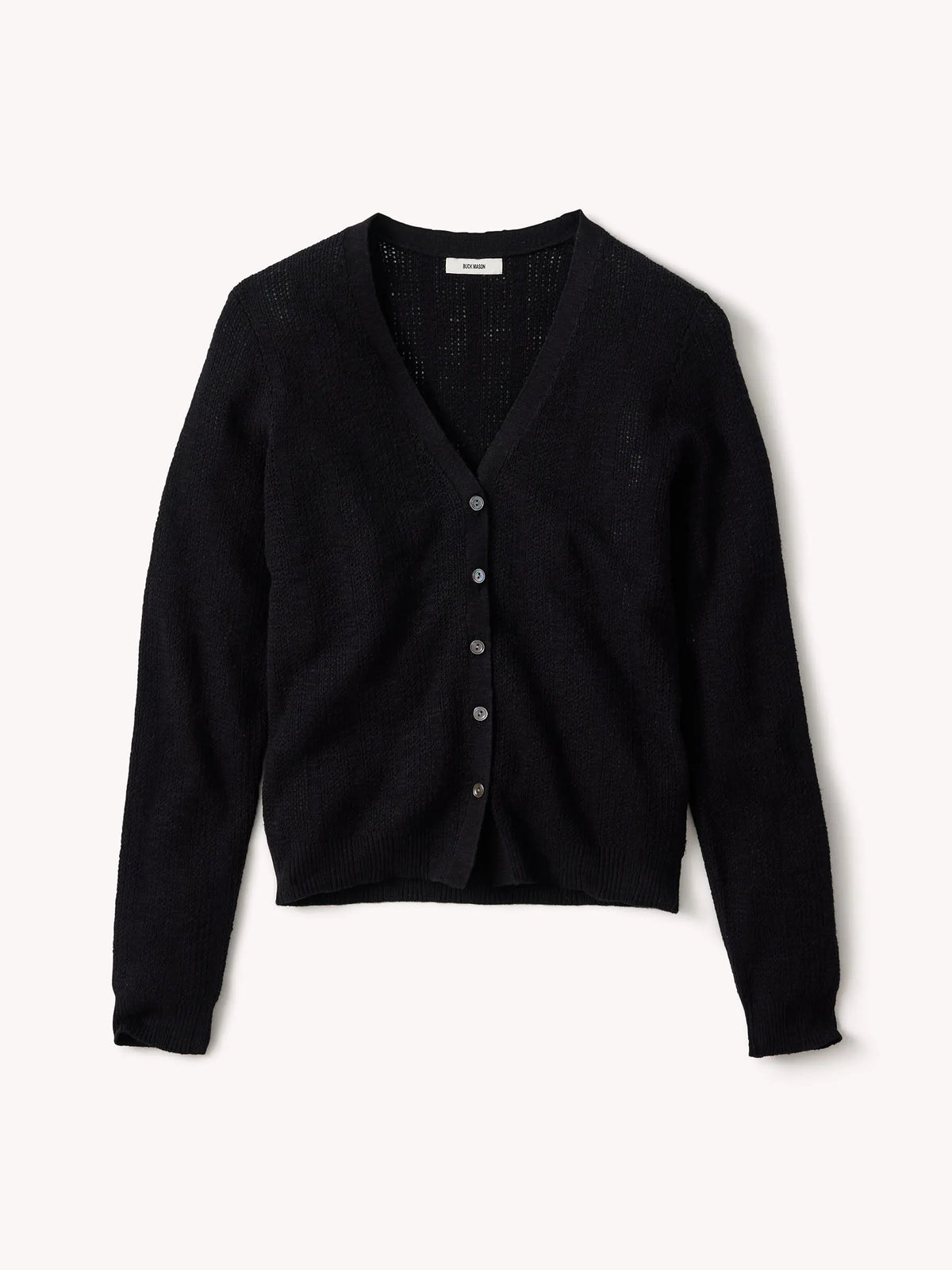 Black Seacoast Linen Jacquard Cardigan